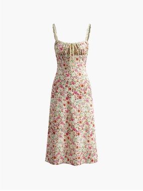 NWT Commense Floral Print Trim Cami Midi Dress